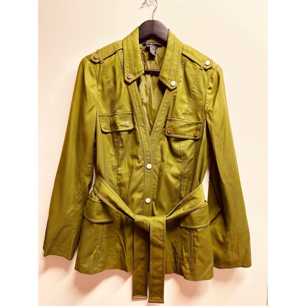 Etcetera Women's Basil Utility Jacket Size 14 Multiple Pockets Belted New